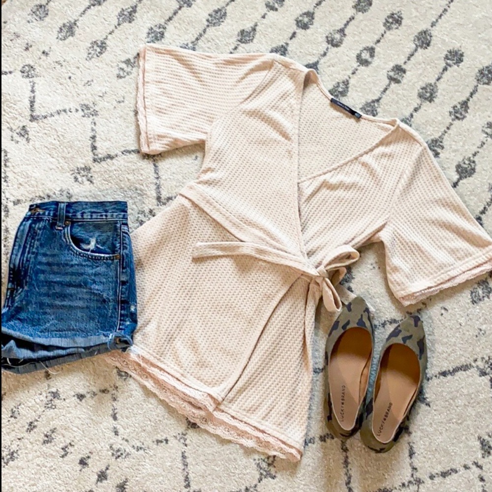 NWOT Wrap Blouse Cream Small